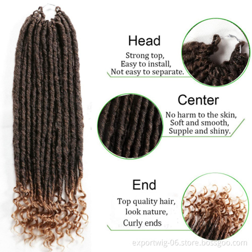 Pre Looped Soft Dreadlocks Braids Faux Locs Crochet Braid African Hair Extensions Wavy Faux  Straight Goddess Locs Ombre Synthet